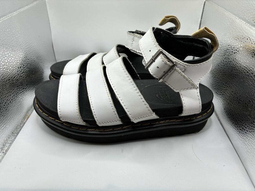 Dr Martens Blaire 9 White Leather Strappy Platform Sandals Y2K Grunge Chunky